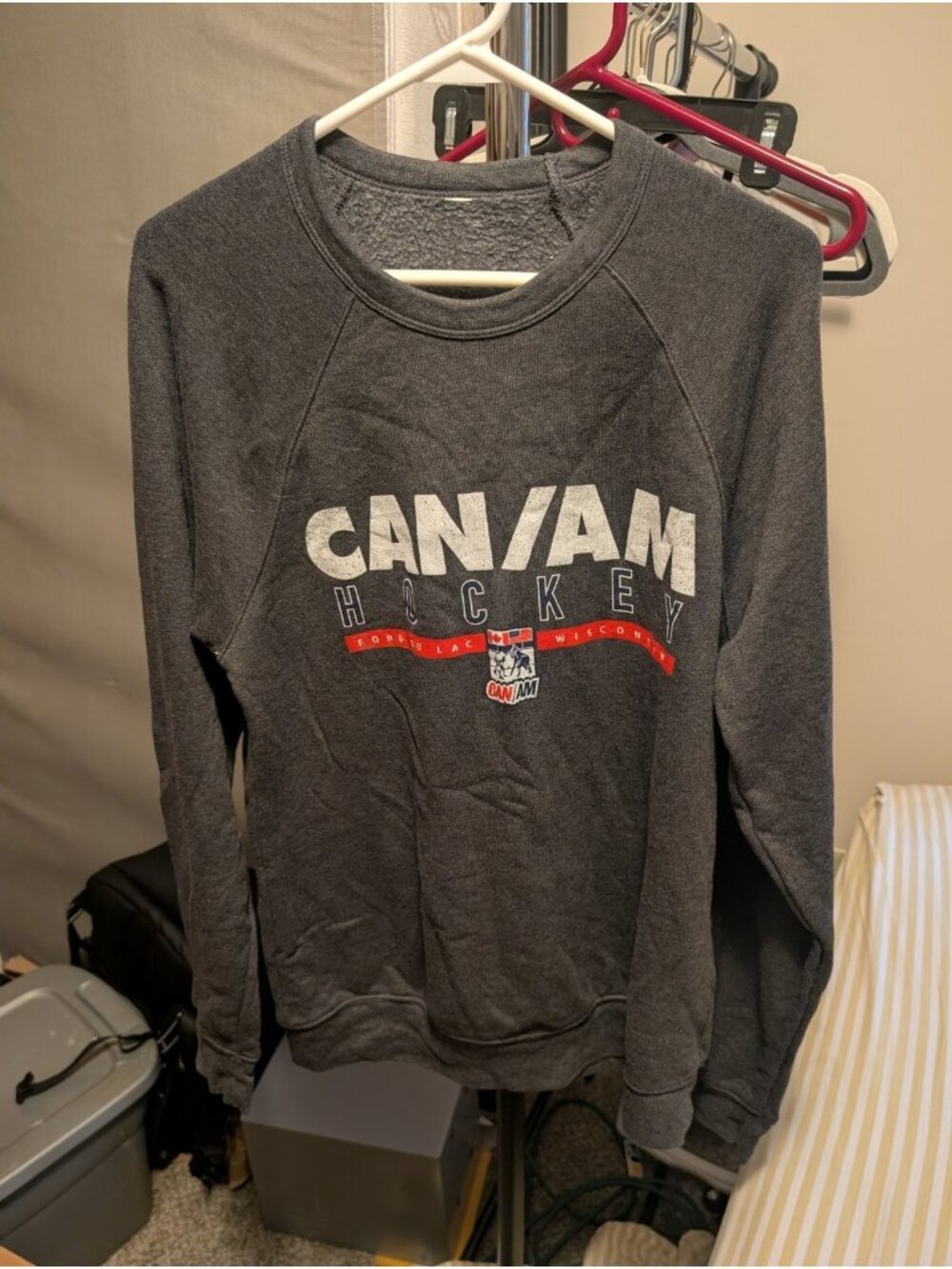 Unbranded Sweater Unisex L Gray Long Sleeve Pullover Can/Am Hockey Graphic